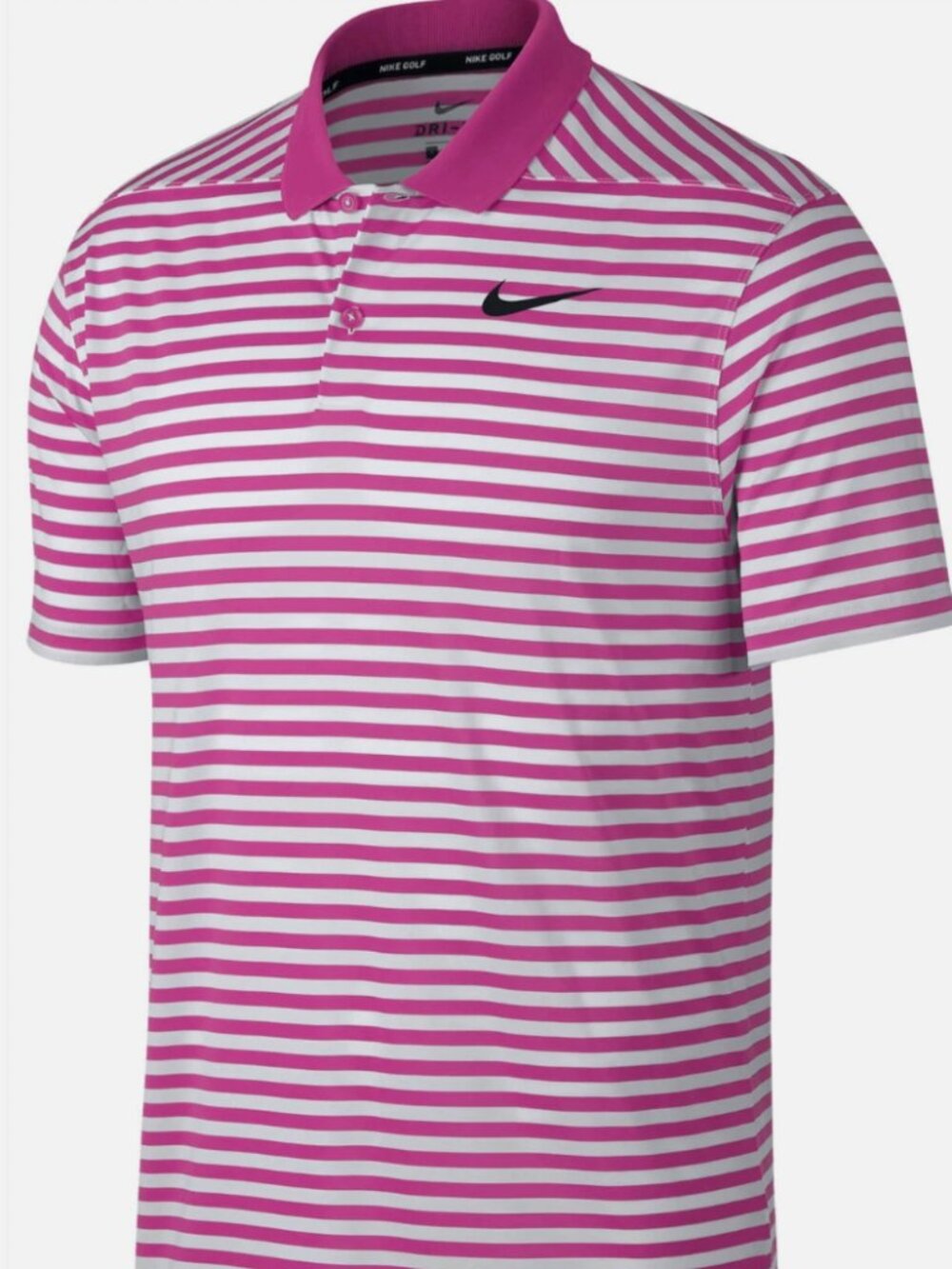 Nike Dri-FIT Victory Golf Polo Pink White Striped Men's XL